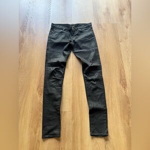 Saint Laurent Black Heavy Waxed Jeans FW12 Hedi Slimane